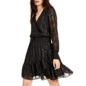 Michael Kors Black Shimmer Faux-Wrap Dress, Size Large